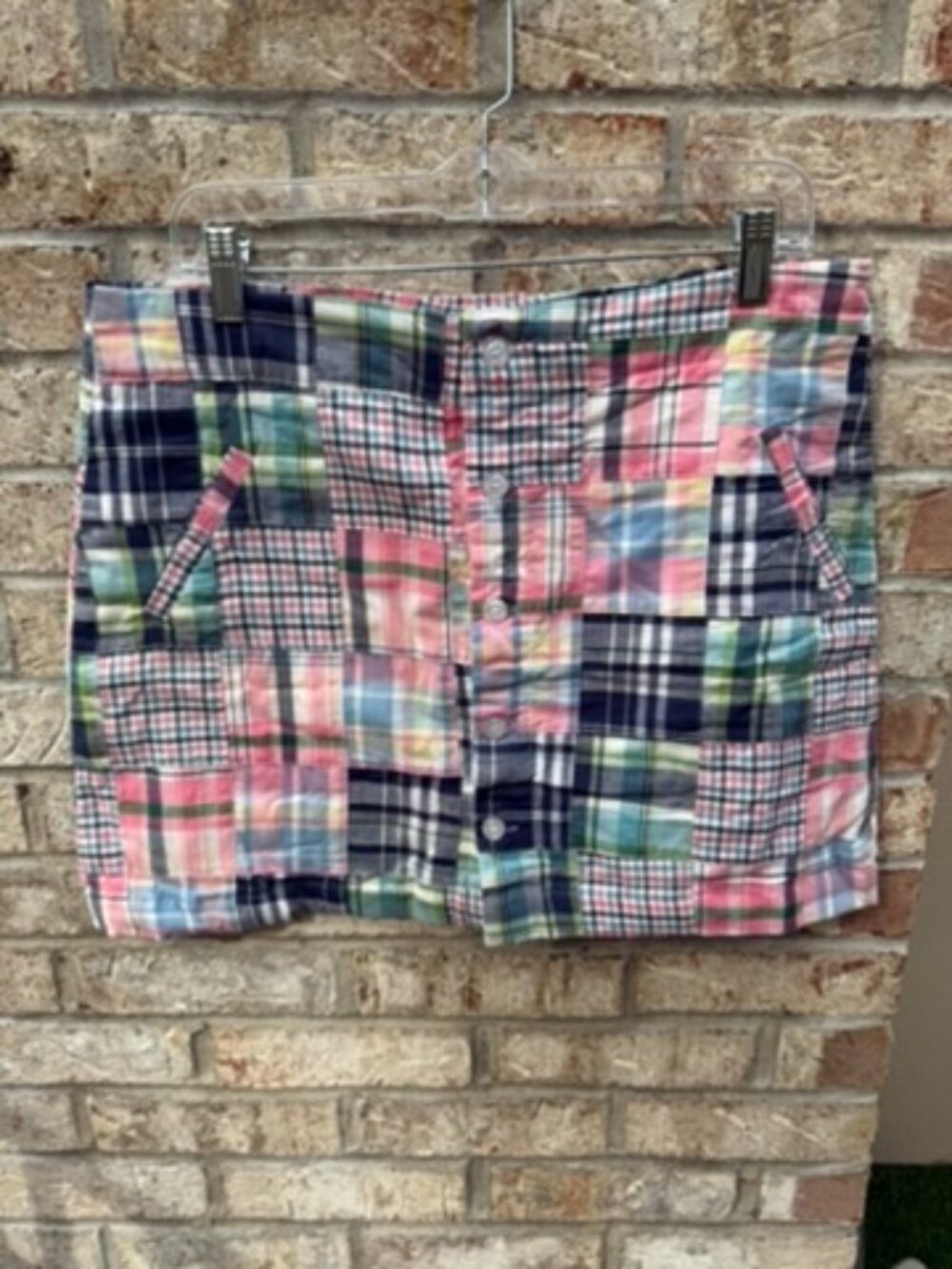 Pink Pineapple Women's Madras Mini Skirt Sz 8